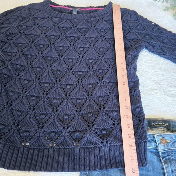 Tommy Hilfiger Women's Sweater Size Large Navy Blue Rounded Neck Preppy Knit - Picture 6 of 12